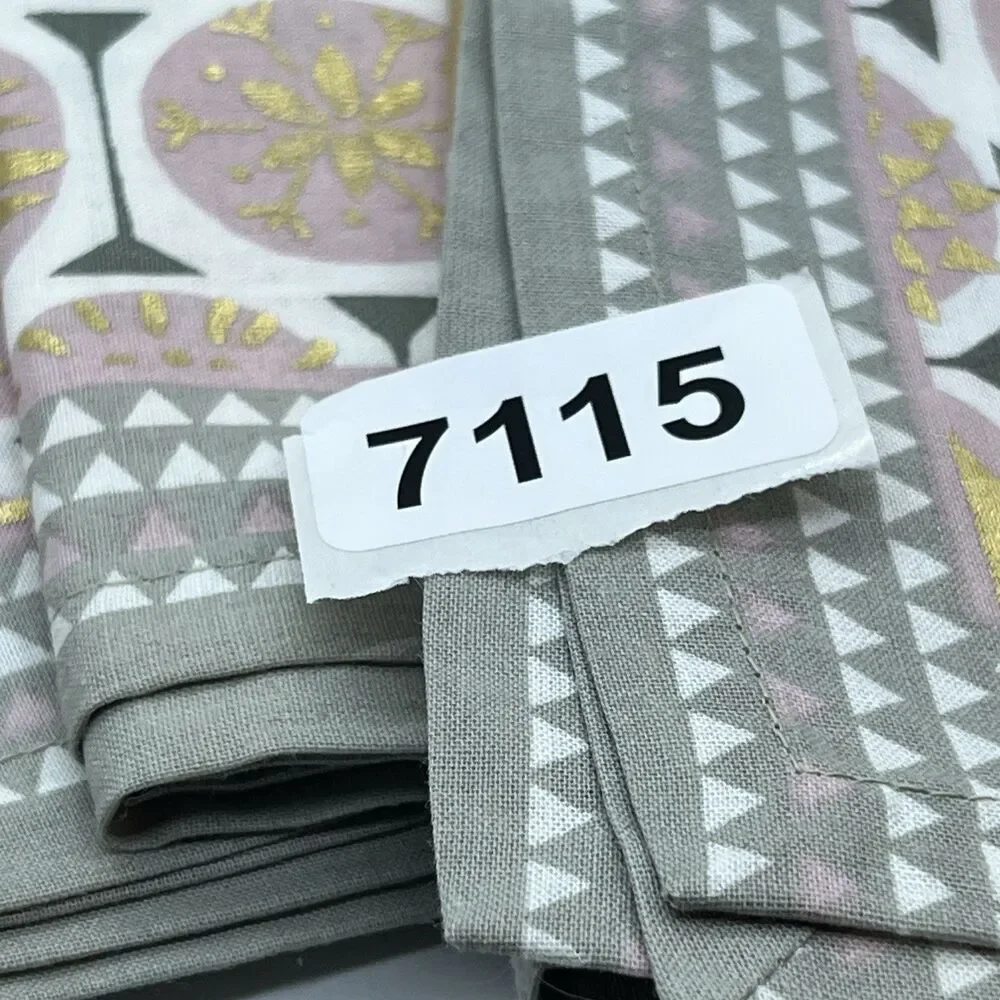 3 World Market white pink gold artisan cotton square napkins 20